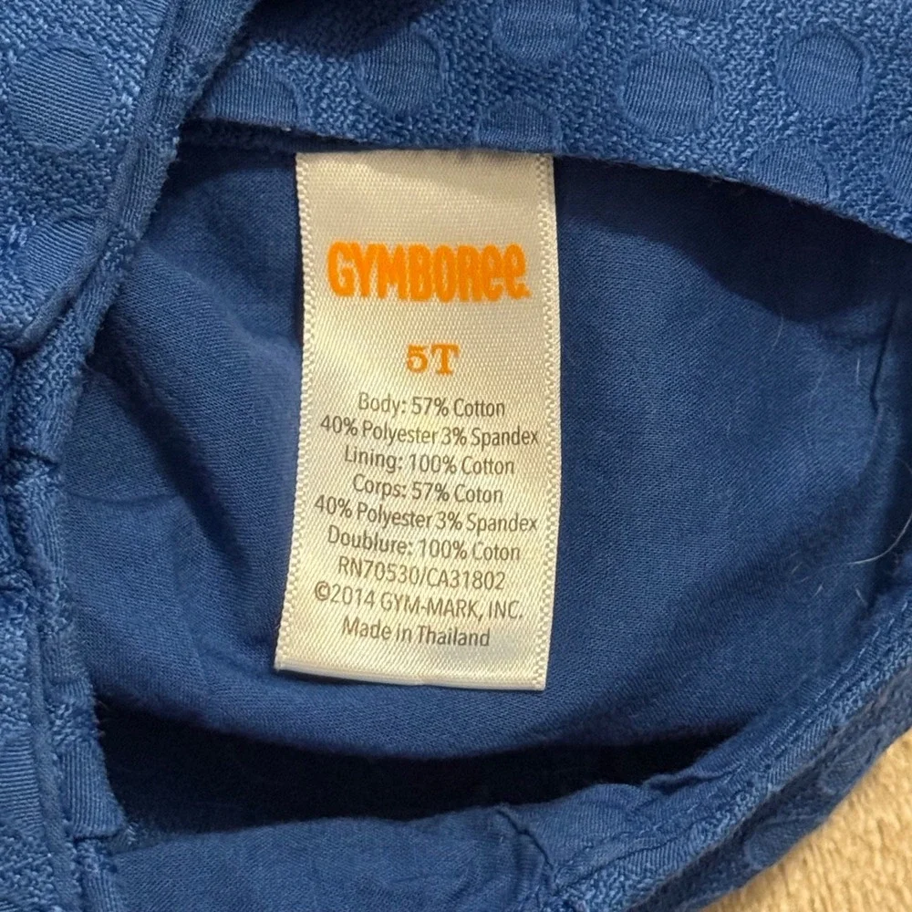Gymboree Girls Blue Textured Bow Shift Dress Size 5T Short Sleeve Jacquard